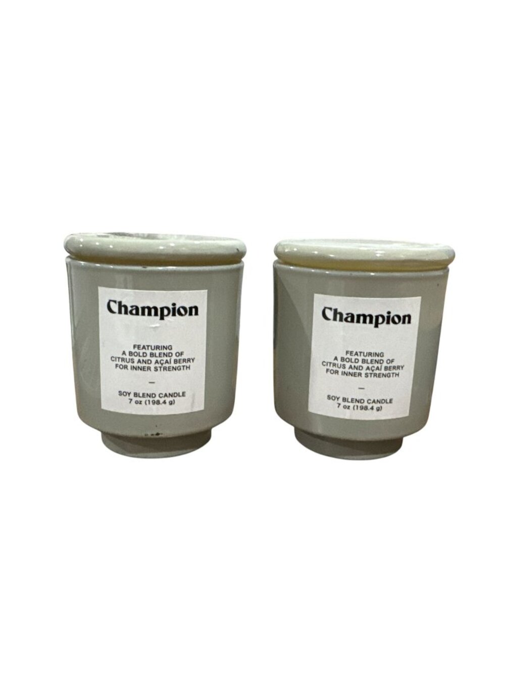 Set Of 2 Champion Soy Blend Candles Citrus & Acai Berry Scent With Lidded Glass